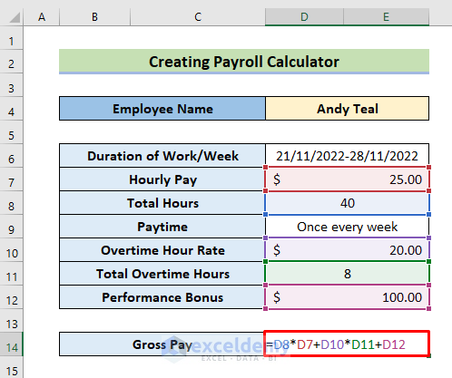 Calcule el salario bruto para crear la calculadora de nómina