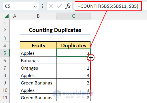 Find How Many Duplicates Are There Using COUNTIF Function