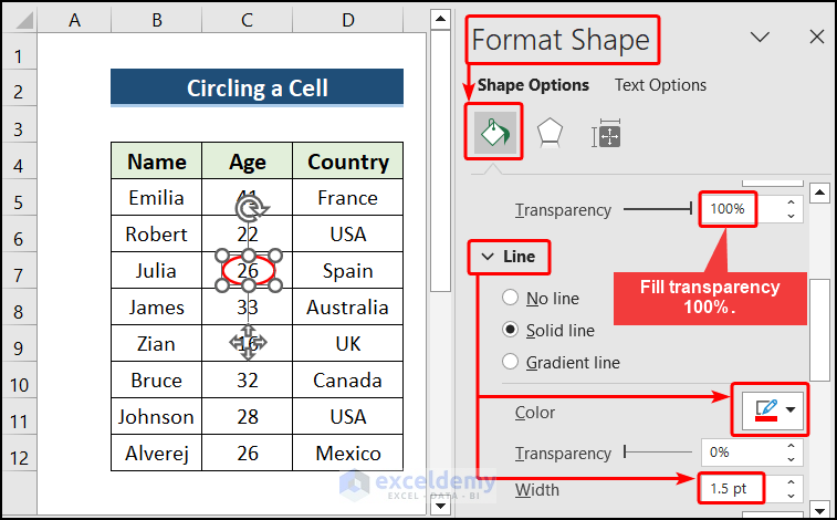 Use Shapes Command to Circle Anything in Excel