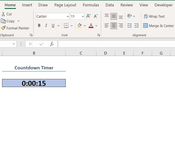 Set the Timer Button countdown timer in excel vba