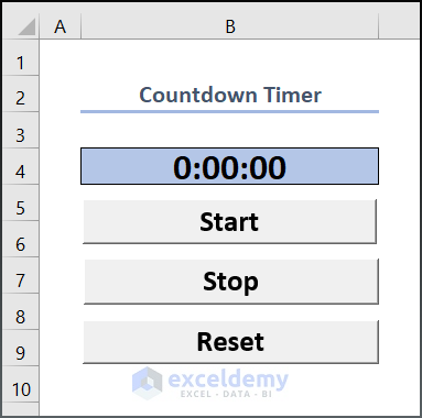 countdown timer in excel vba