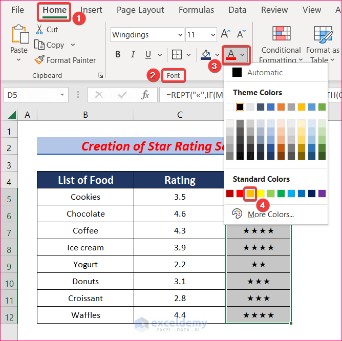 Create a star rating scale in excel to create a rating scale in excel