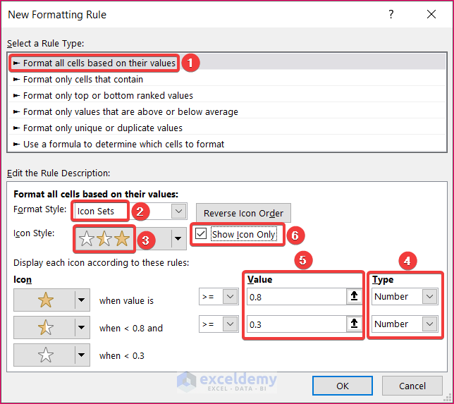 Use Conditional Formatting Feature to create a rating scale in excel