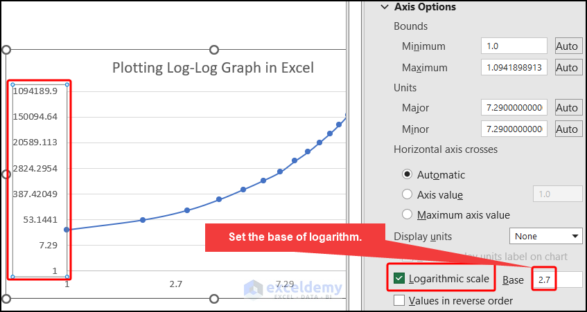 Select the Logarithmic scale checkbox