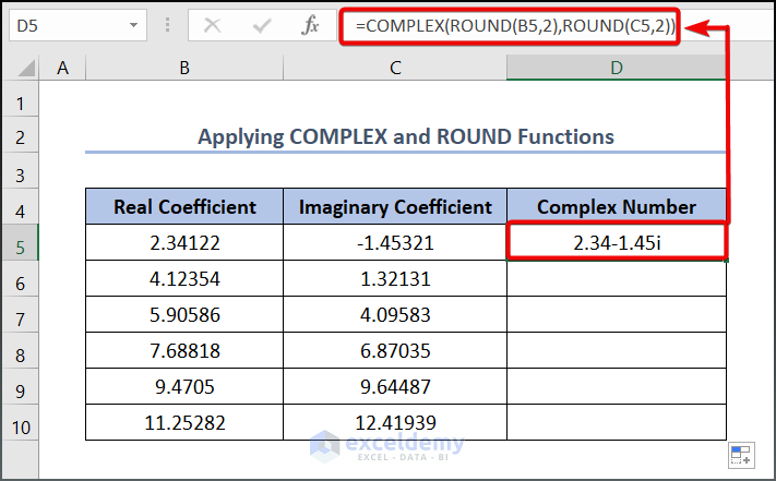 Applying COMPLEX and ROUND Functions Simultaneously 