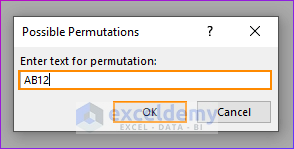 Opening InputBox for Inserting Permutation Text in Excel