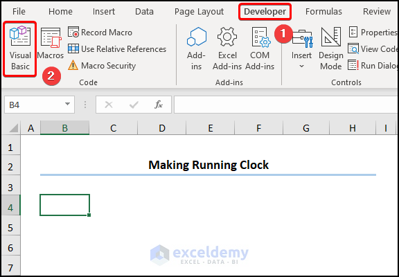 Using VBA TimeValue Function to Make Digital Running Clock