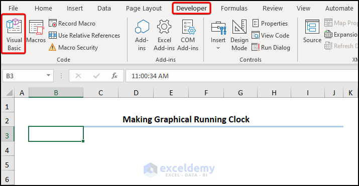 Making Graphical Running Clock with VBA and Excel Functions