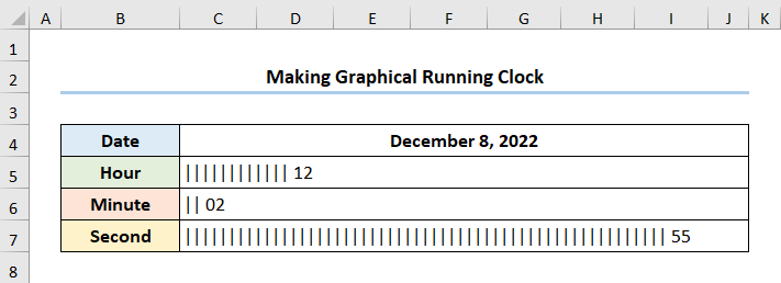 make graphical running clock in excel