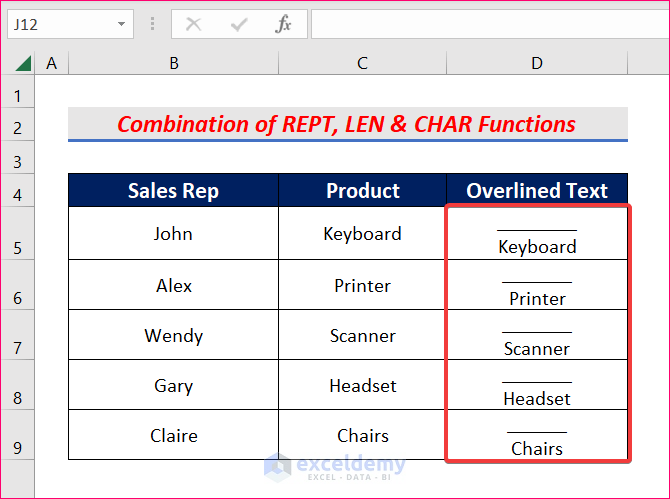 how to overline text in excel