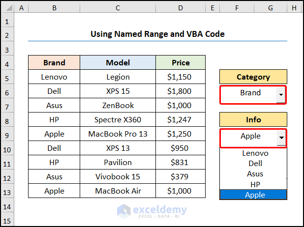 excel vba combobox list from range using Named Range