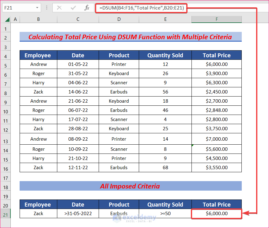 How To Use DSUM Function With Multiple Criteria In Excel How To Use DSUM Function With Multiple Criteria In Excel