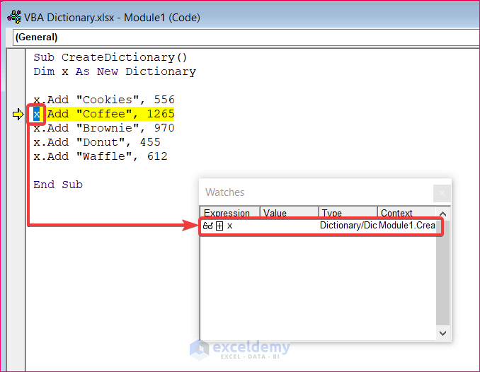 Add Keys and Items to to Use VBA Dictionary in Excel