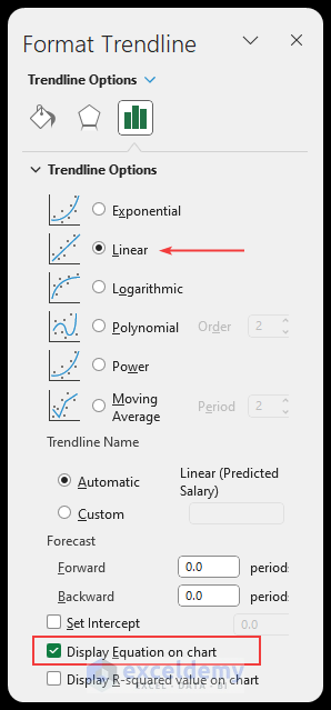 Format Trendline option