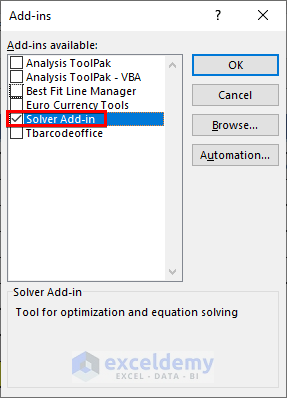 Multi-objective optimization: Enable solver add-in