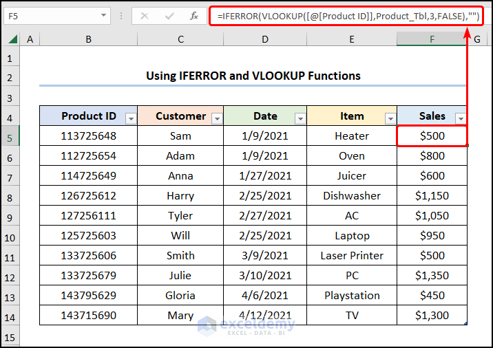 outer join in excel with IFERROR and VLOOKUP Functions