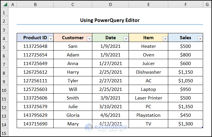 Performing outer join in excel with Power Query Editor