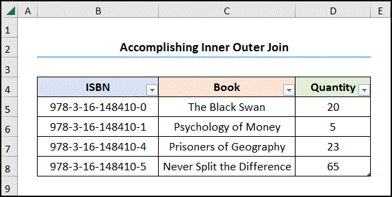 Performing inner outer join in excel
