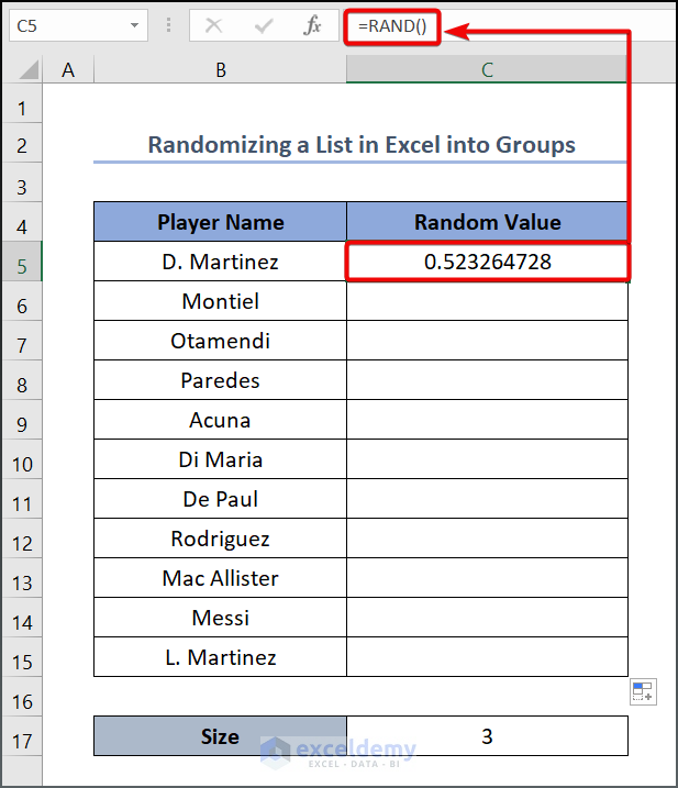 randomize list of names in excel How to Randomize a List into Groups in Excel