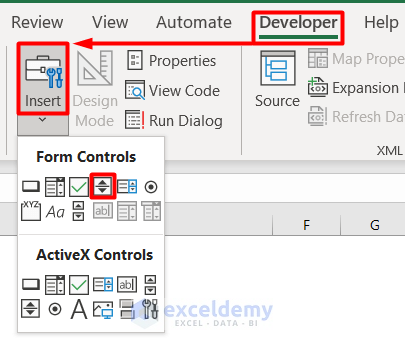 Create Spin Button with Form Controls in Excel