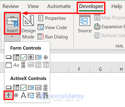 Use ActiveX Controls to Insert Spin Button