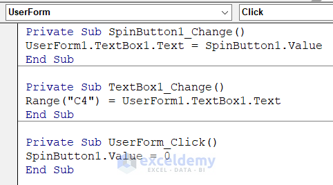 Design UserForm to Create Spin Button in Excel