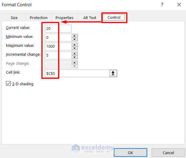 Create Spin Button with Form Controls in Excel