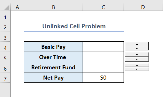 If the Cell Is Unlinked excel spin button not working