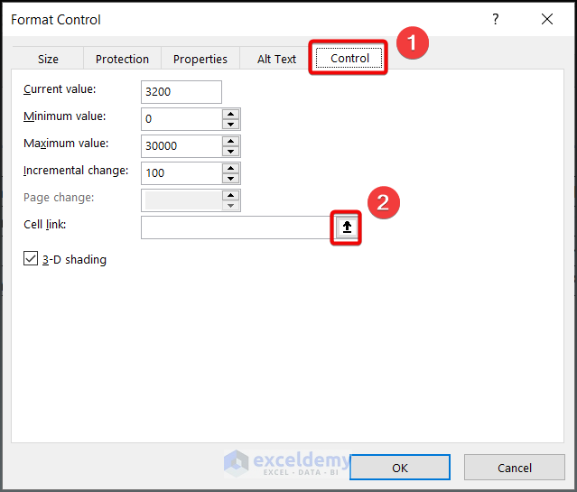 Specify the Cell Link from the Format Control Feature excel spin button not working