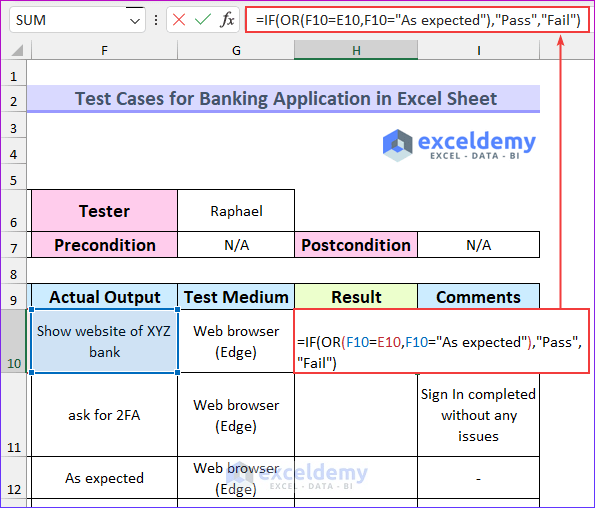 Finding Test Status to Create Test Cases for Banking Application in Excel Sheet