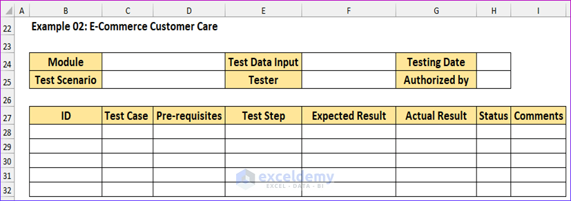 Creating Another Test Scenario to Prepare Test Cases for E-Commerce Website in Excel