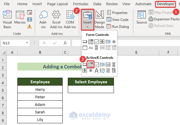 Insert a VBA ComboBox to Work with Value