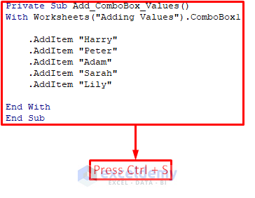VBA ComboBox Value Code