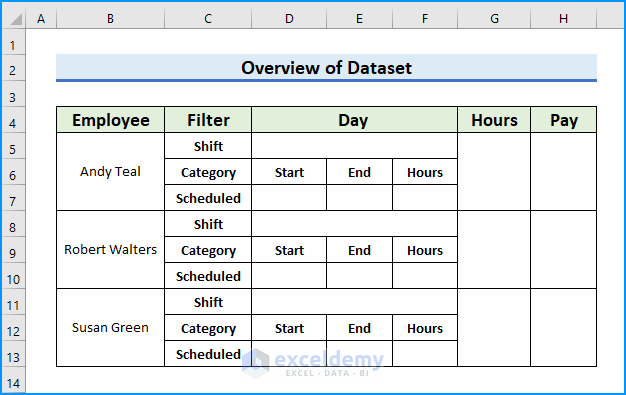 weekly duty roster format excel