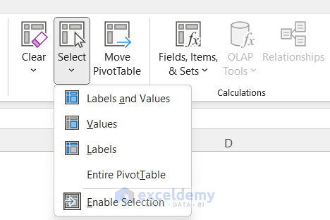 Select from Pivot Table