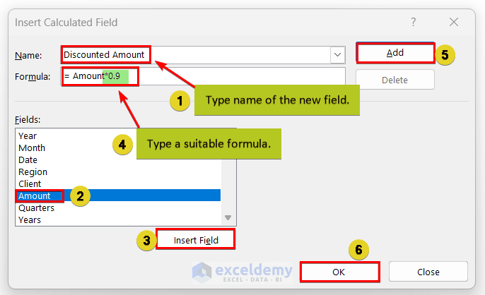 Use of Calculated Field: Applying Formula in Excel Pivot table