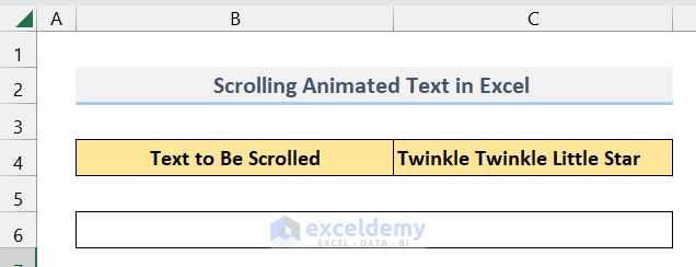 animate text in excel