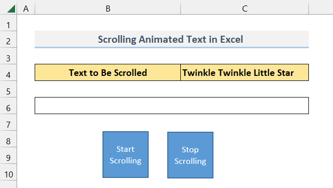 Animation of Text by Scrolling in Excel