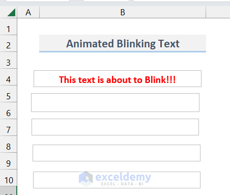 Blinking Animated Text in Excel