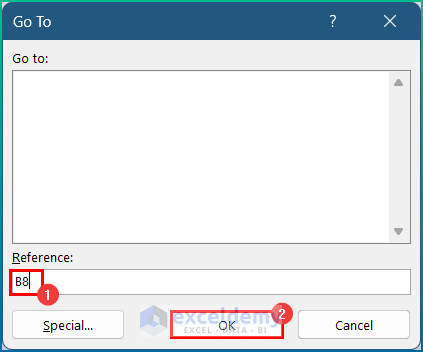 Utilize Go To Command to Navigate Between Cells in Excel