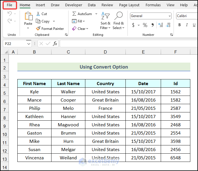 Using Convert Option to convert old Excel files to a new format