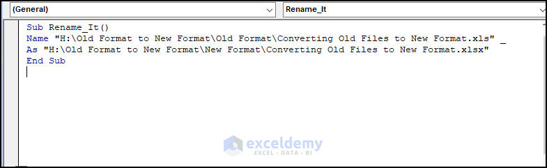 Writing the code to convert old Excel files to a new format