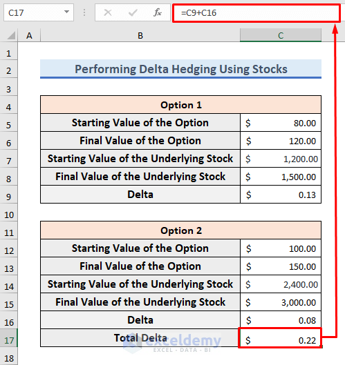 Implement Delta Hedging Using Stocks in Excel