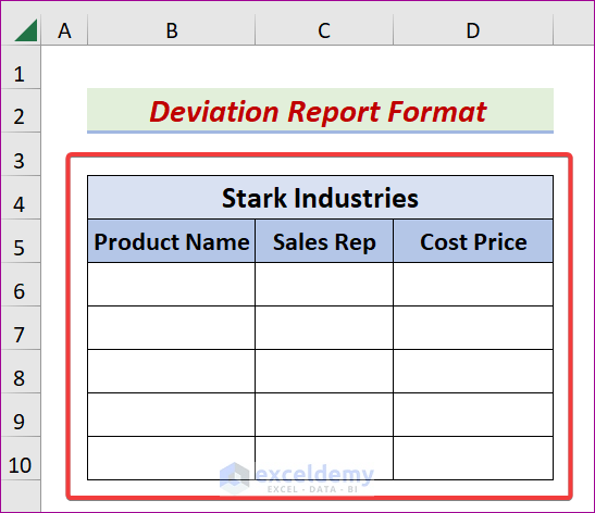 Set up Data Model for Deviation Report in Excel