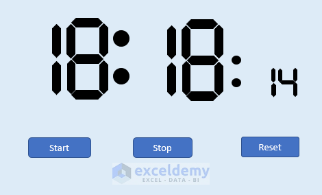 Use Shapes tool & VBA to Design Digital Clock in Excel Output