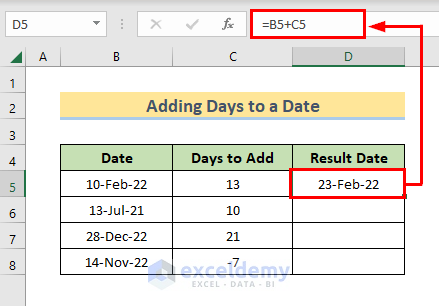 How to Add Days to a Date in Excel
