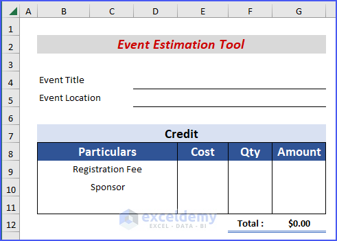 Designing Credit Section in Event Estimation Tool