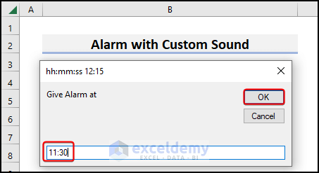 Playing Custom Sound in Excel Alarm Clock