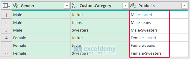 using power query to get all combinations of 2 columns in excel