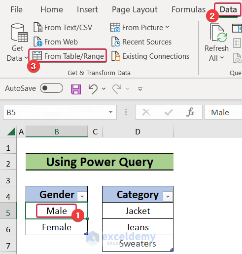opening power query to get all combinations of 2 columns in excel